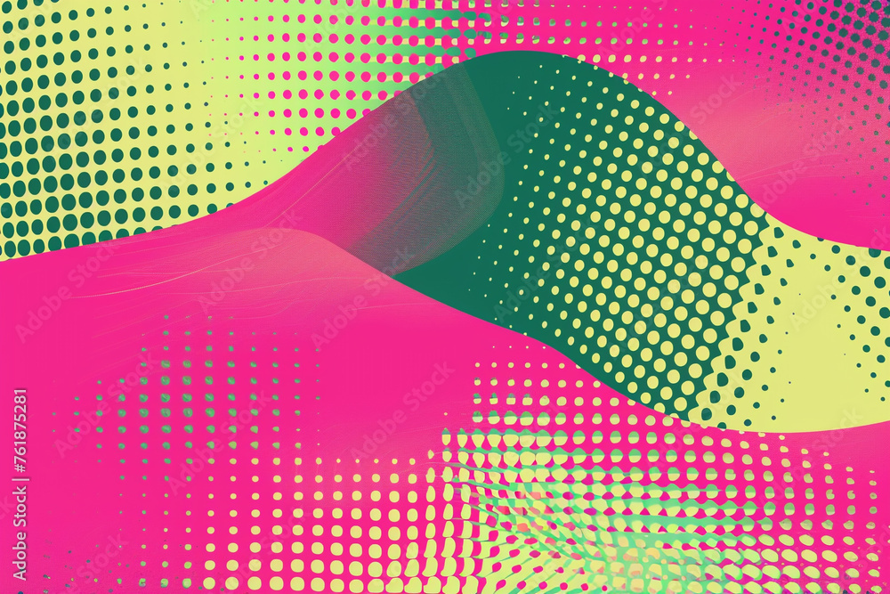 custom made wallpaper toronto digitalVector halftone effect in vibrant pink and green, with a retro style abstract background.