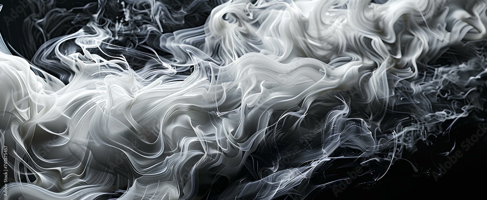 abstract texture clear white blending onto a pich black background. generative AI abstract texture clear white blending onto a pich black background. generative AI