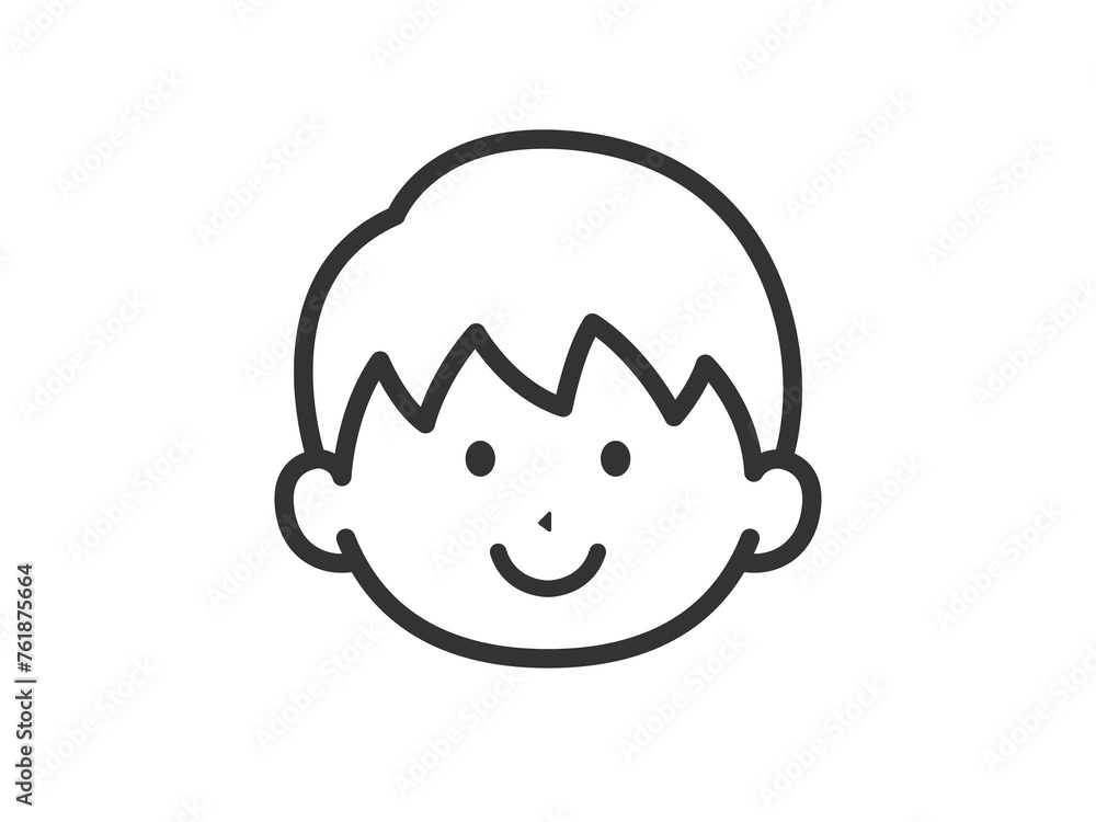 男の子の顔のアイコン(線画)のイラスト 男の子の顔のアイコン(線画)のイラスト