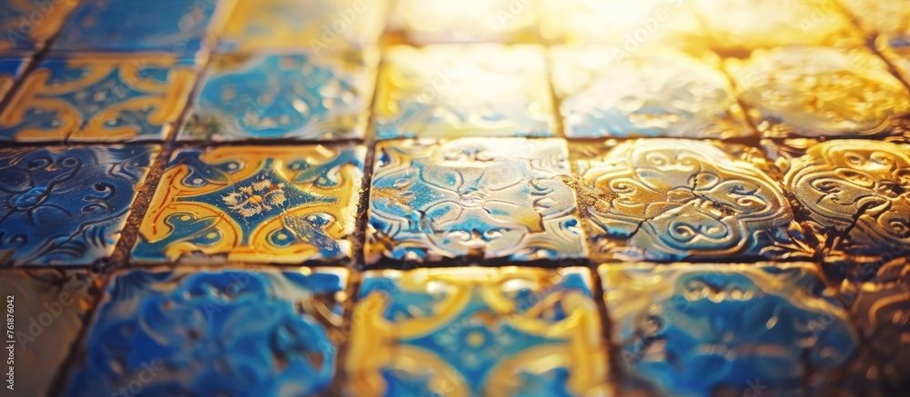 Antique Tiles with Blurred Background.