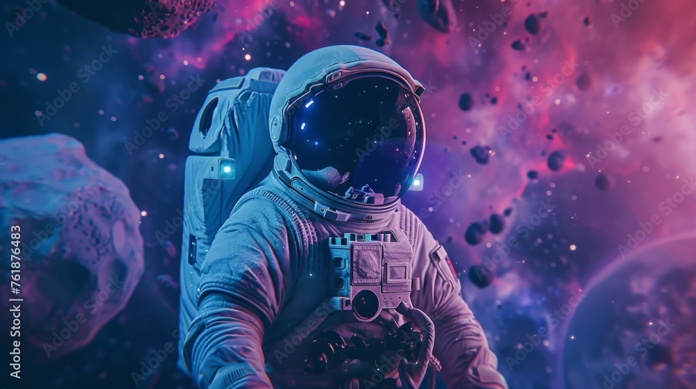 Fototapeta premium astronaut in space generative ai