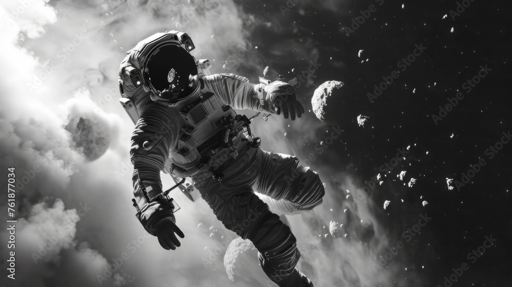 Fototapeta premium astronaut in space generative ai