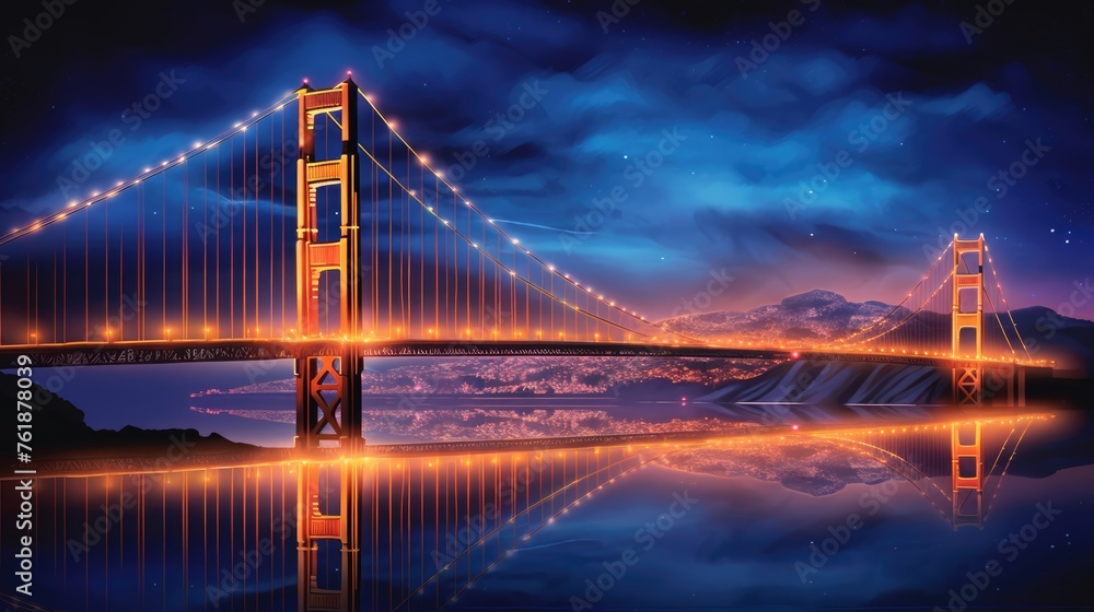 Fototapeta premium Golden Gate Bridge at night, a mesmerizing sight for photography enthusiasts