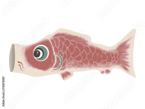 水彩で描いたこいのぼり（赤・緋鯉）