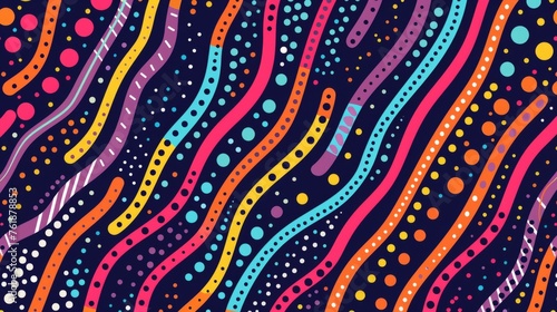 lines, dots and vibrant colors, illustration generative ai