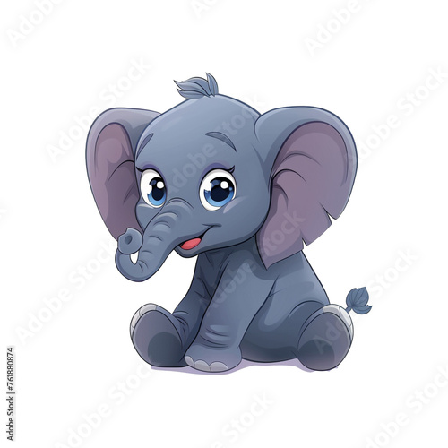 smiling cartoon cute little elephant isolated on transparent background. © Sansha Creation