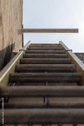 Metal ladder on a rooftop