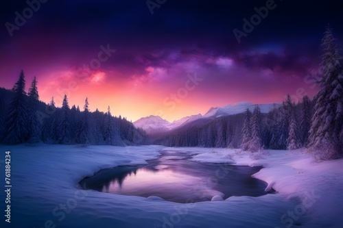 winter landscape,Star,sky © Kenny