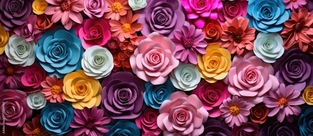 Vibrant plastic artificial flowers backdrop. Vibrant plastic artificial flowers backdrop.