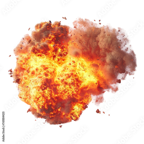Massive fire explosion or strike on white transparent background