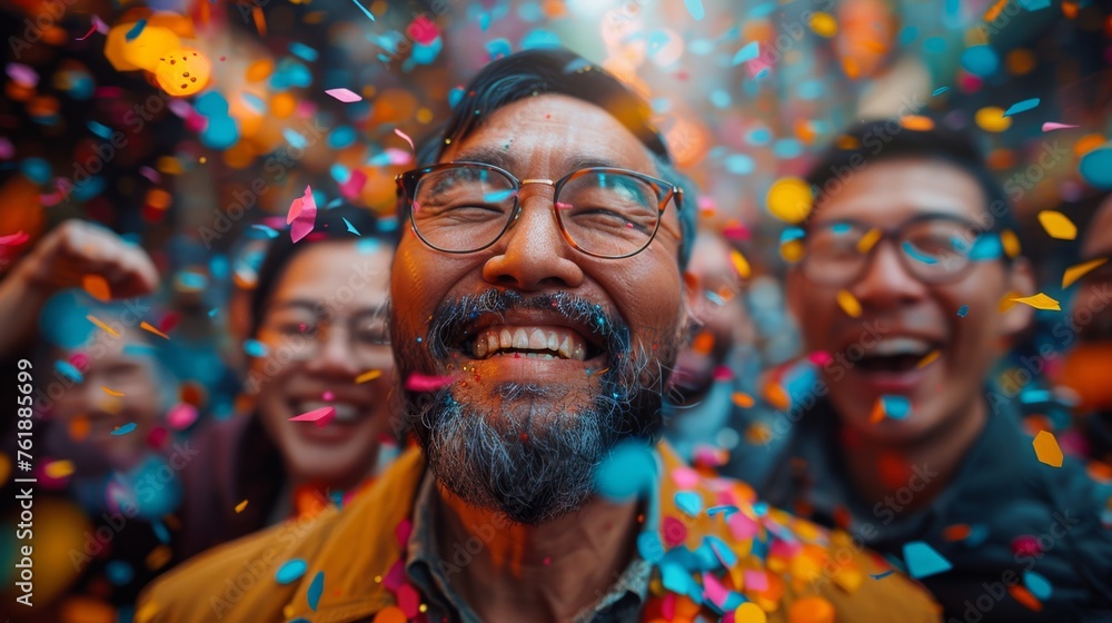 Confident businessman's portrait symbolizes corporate success in Mental Health and Wellness. His beaming smile reflects triumph, embodying resilience and achievement.
Confident businessman's portrait symbolizes corporate success in Mental Health and Wellness. His beaming smile reflects triumph, embodying resilience and achievement.