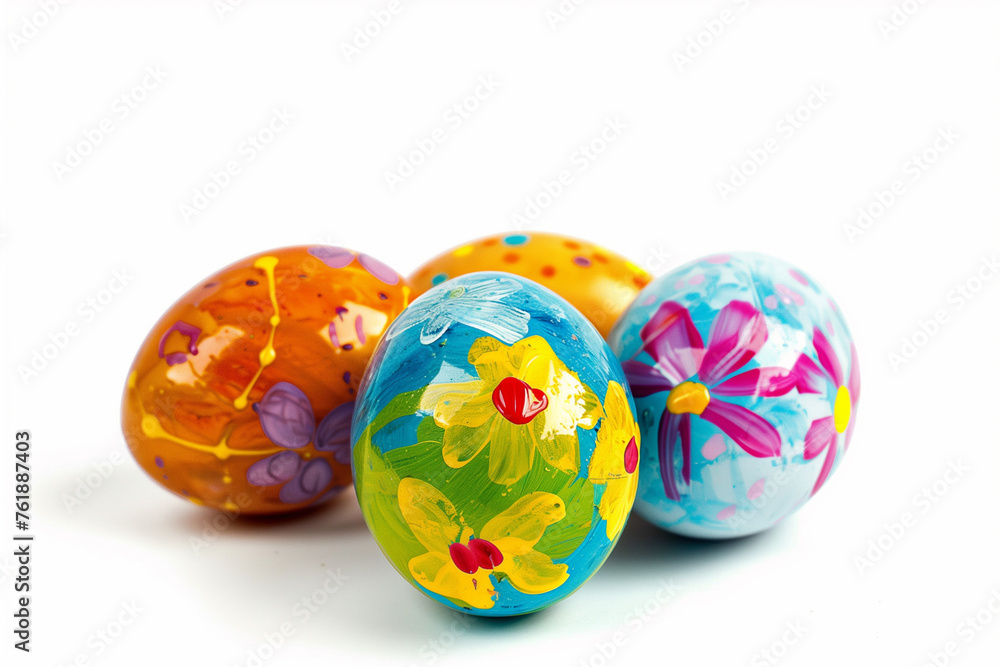 Easter eggs cute colorful shiny set on white background.. Easter eggs cute colorful shiny set on white background..