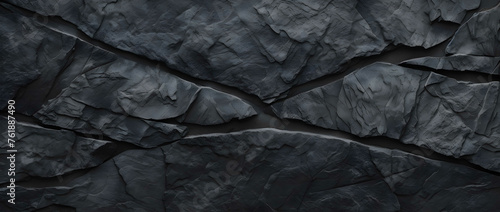 Rustic dark grey or black slate stone texture background. AI generated image