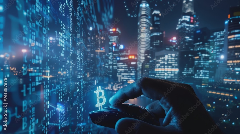 Cityscape Crypto Nighttime Trading in the Digital Age