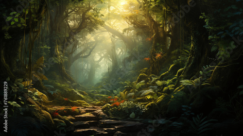 Sunlit Path Through the Enchanted Jungle photo