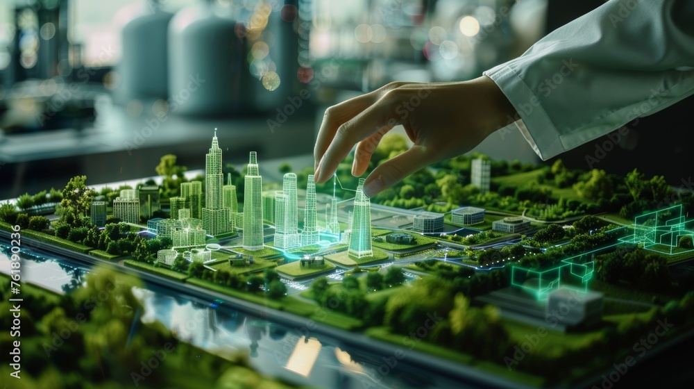 Obraz premium Renewable Energy RealTime Monitoring Navigating the Future of Sustainability in Urban Landscapes