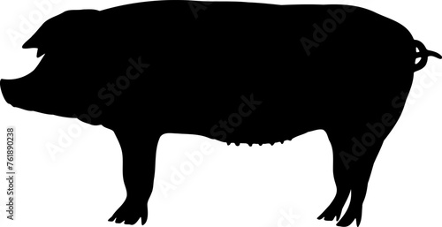 リアルな豚のシルエットイラストアイコン