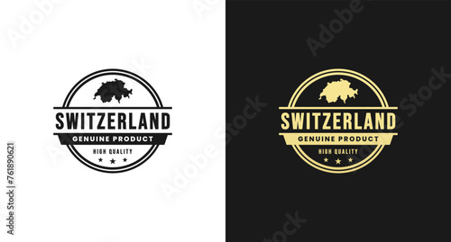 Made in Switzerland Logo or Made in Switzerland Label Vector Isolated. Made in Switzerland logo for product packaging design element. Made in Switzerland stamp for packaging design element.