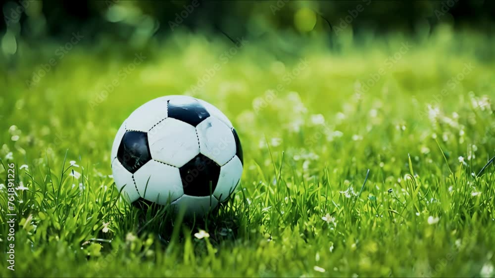 Soccer ball placed on a green grass field. Soccer ball placed on a green grass field.