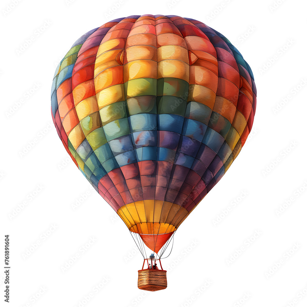 Naklejka premium 3d icon clay render,3d blender render,cartoon style hot air balloon clip art on white background ISOLATED ON WHITE BACKGROUND