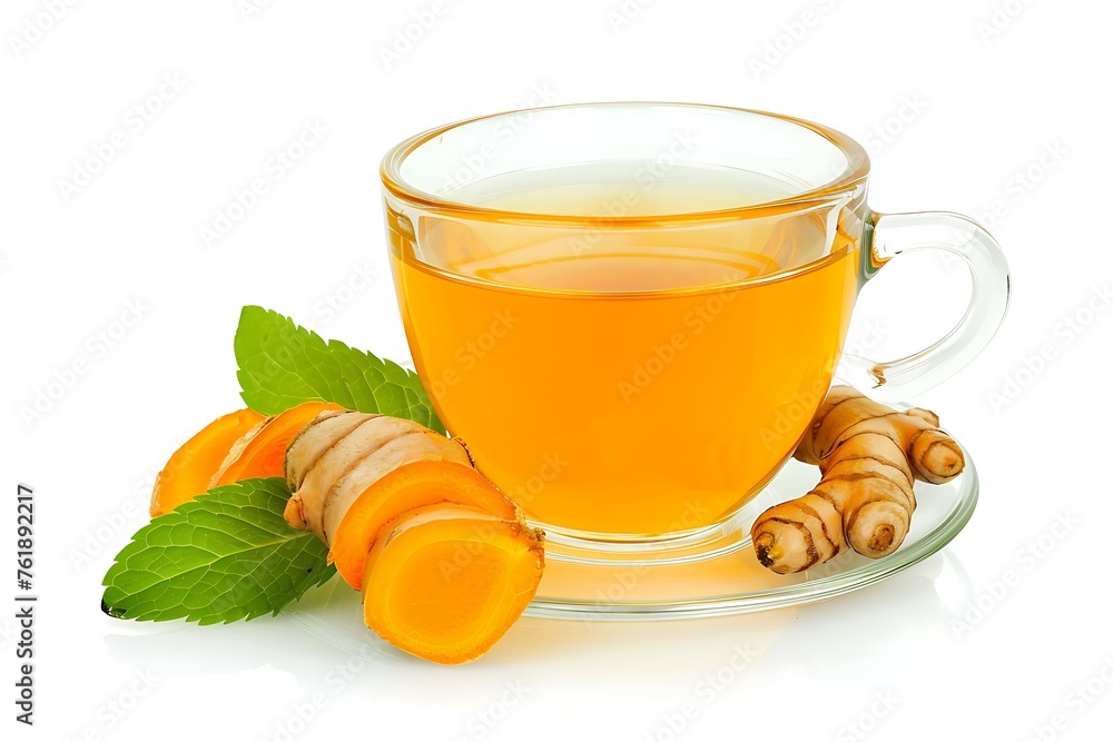 Turmeric on a glass cup isolated on a white background. Turmeric on a glass cup isolated on a white background.