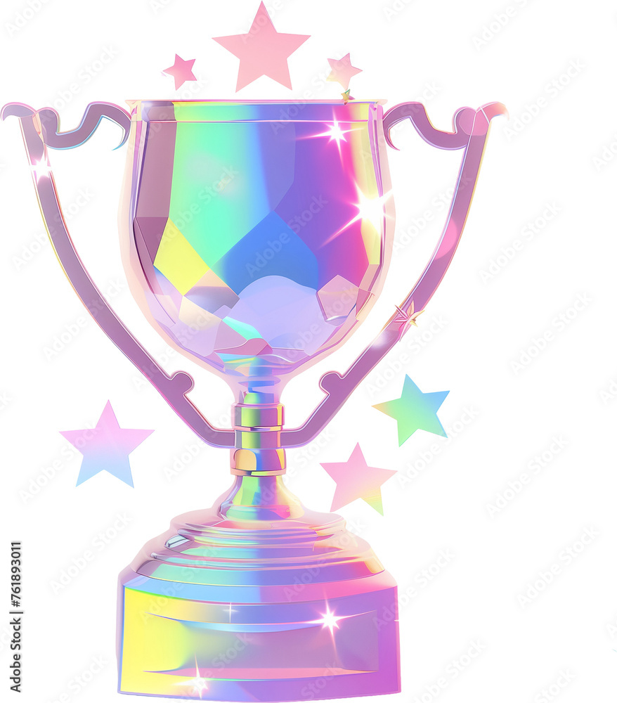 holographic winner trophy, affirmation, happy, extas, illustration style, dreamy, soft, magic, white background. holographic winner trophy, affirmation, happy, extas, illustration style, dreamy, soft, magic, white background.