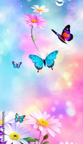 butterflies and flowers background 
