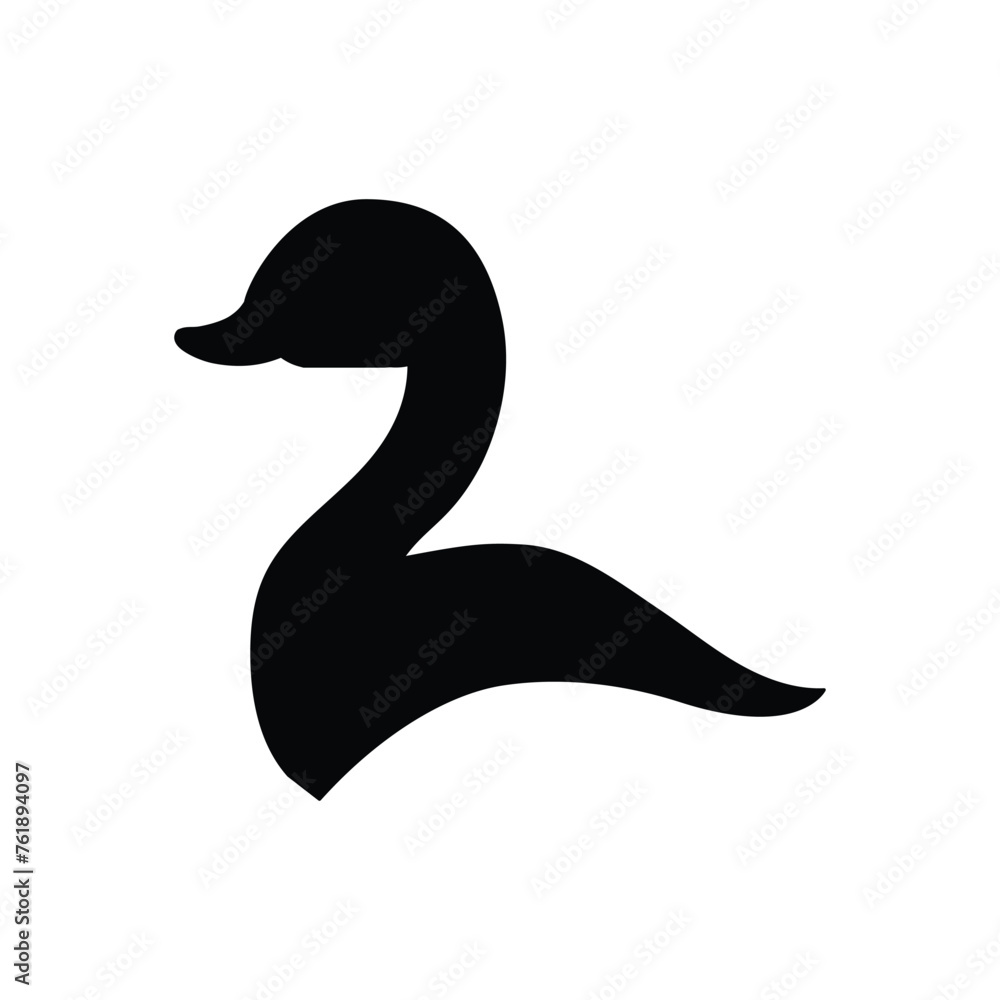 Black silhouette of duck logo design icon isolated on white background. Vector illustration. Black silhouette of duck logo design icon isolated on white background. Vector illustration.