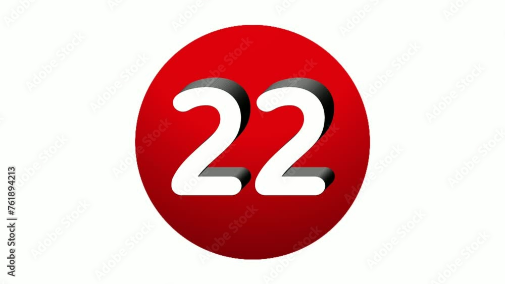 3D Number 22 twenty two sign symbol animation motion graphics icon on red sphere on white background,cartoon video number for video elements 3D Number 22 twenty two sign symbol animation motion graphics icon on red sphere on white background,cartoon video number for video elements