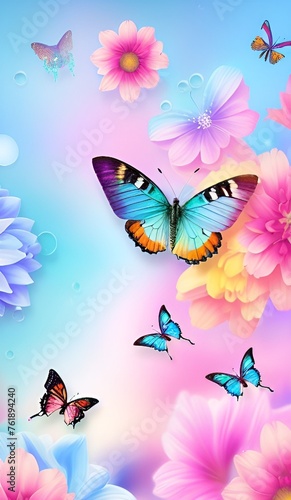 butterflies and flowers background 