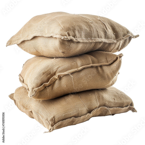 stack of sand bag on transparent background