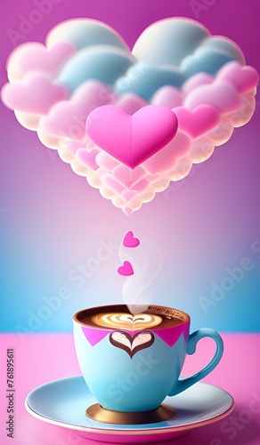 Hearts and coffee background 