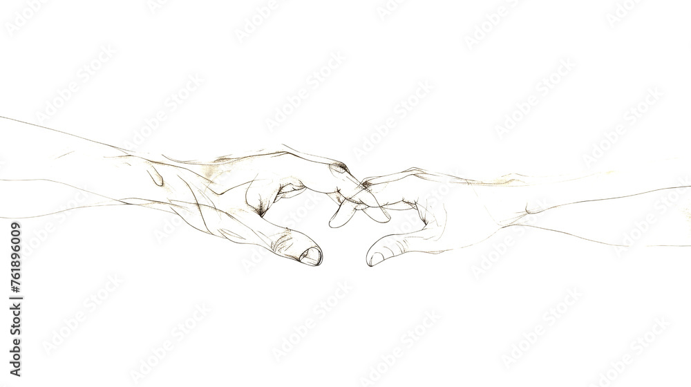 Line Art Illustration of Two Hands Reaching Towards Each Other on Black Background Line Art Illustration of Two Hands Reaching Towards Each Other on Black Background