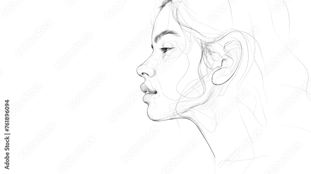 Detailed Sketch of Woman's Profile Detailed Sketch of Woman's Profile