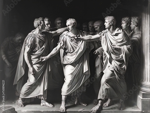 Roman emperor Julius Caesar is stabbed to death by conspirators in a raw, unfiltered style. photo