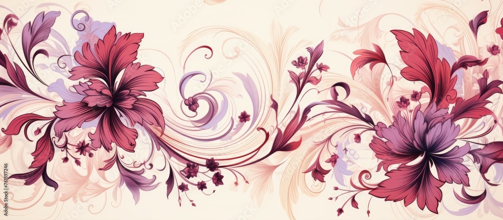 Elegant Seamless Floral Ornament Design.