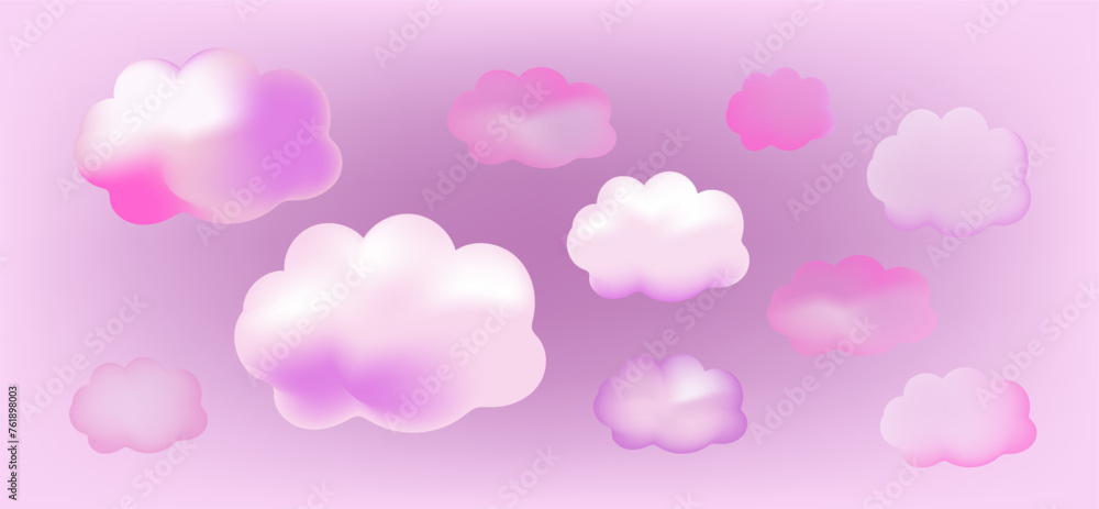 A set of Gradient pink clouds. 3d vector realistic illustration for Valentine's Day,children's theme, mother's day. A set of Gradient pink clouds. 3d vector realistic illustration for Valentine's Day,children's theme, mother's day.