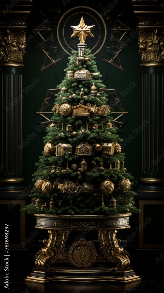 Fototapeta premium Christmas Tree With Star.