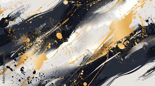 Hand-drawn vector illustration with golden texture and abstract brushstrokes, perfect for modern decor
