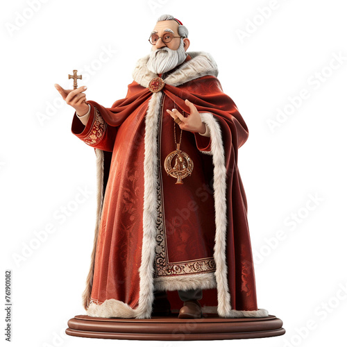 Roman pontiff Papa - vector cartoon illustration isolated on white background 3d render Generative AI	