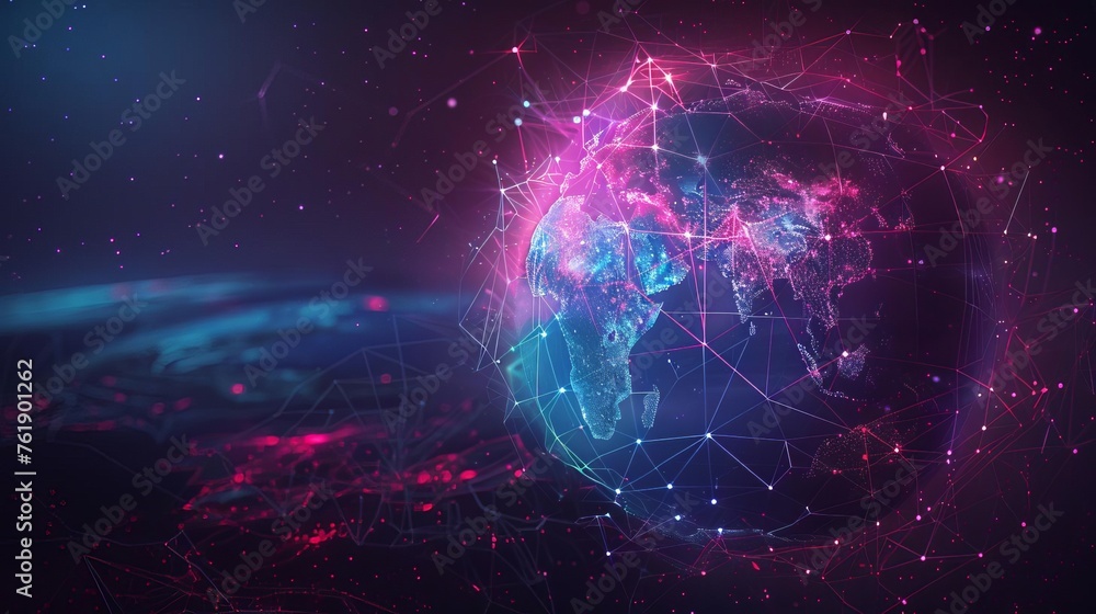 Worldwide Network Connection, Digital Art Illustration Concept Worldwide Network Connection, Digital Art Illustration Concept