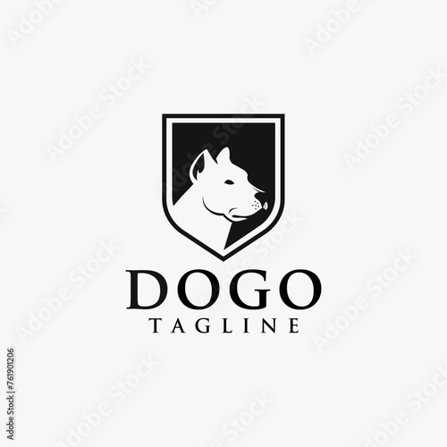 Shield of Dogo Argentino logo icon vector template on white background photo