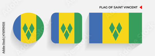 Saint Vincent flags arranged in round, square and rectangular shapes