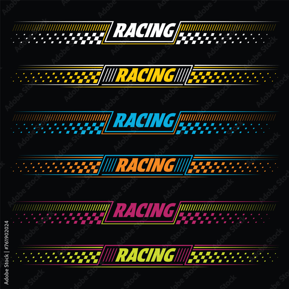 Racing colorful decals set - obrazy, fototapety, plakaty 