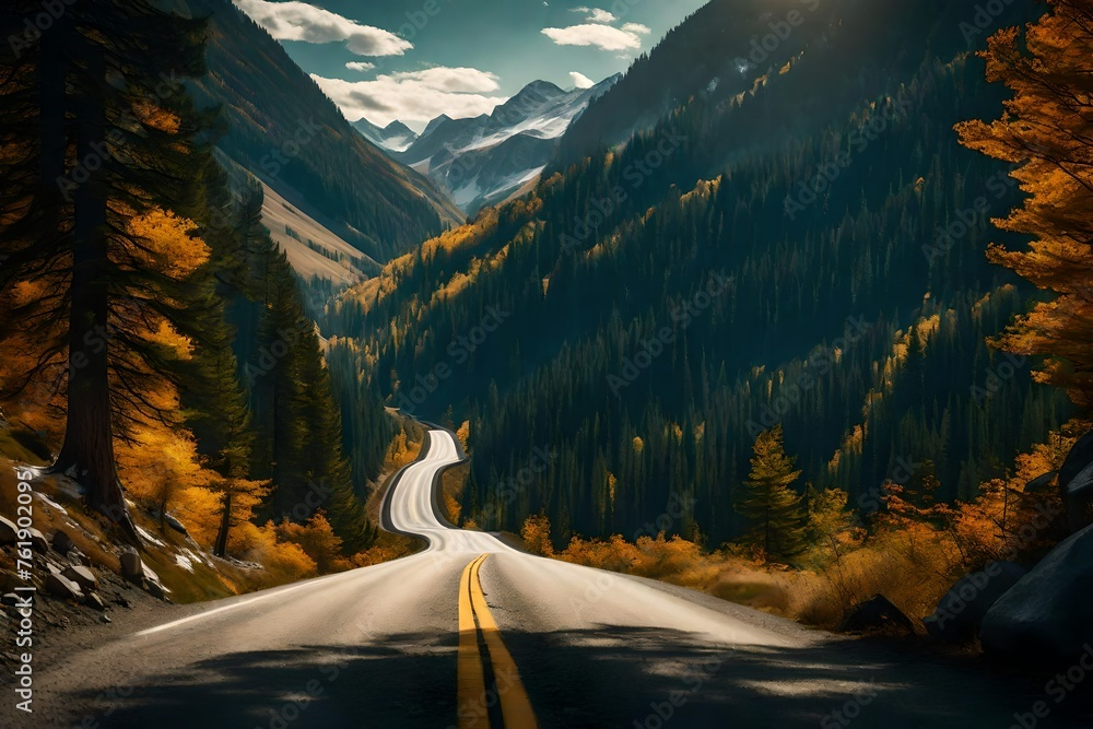 road in north mountains  - obrazy, fototapety, plakaty 