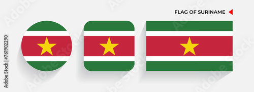 Suriname Flags arranged in round, square and rectangular shapes