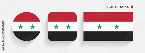 Syria Flags arranged in round, square and rectangular shapes