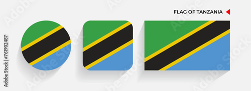Tanzania Flags arranged in round, square and rectangular shapes