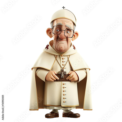 Roman pontiff Papa - vector cartoon illustration isolated on white background 3d render Generative AI	