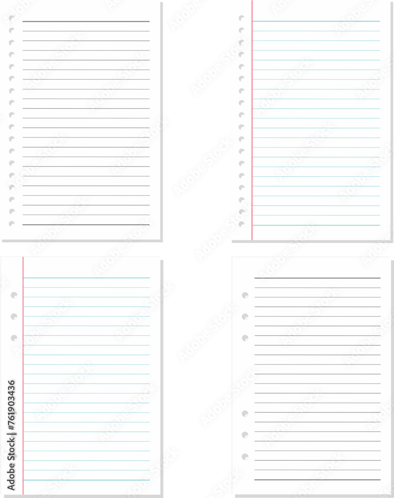 White Loose Leaf Notebook Paper Vector Illustration White Loose Leaf Notebook Paper Vector Illustration
